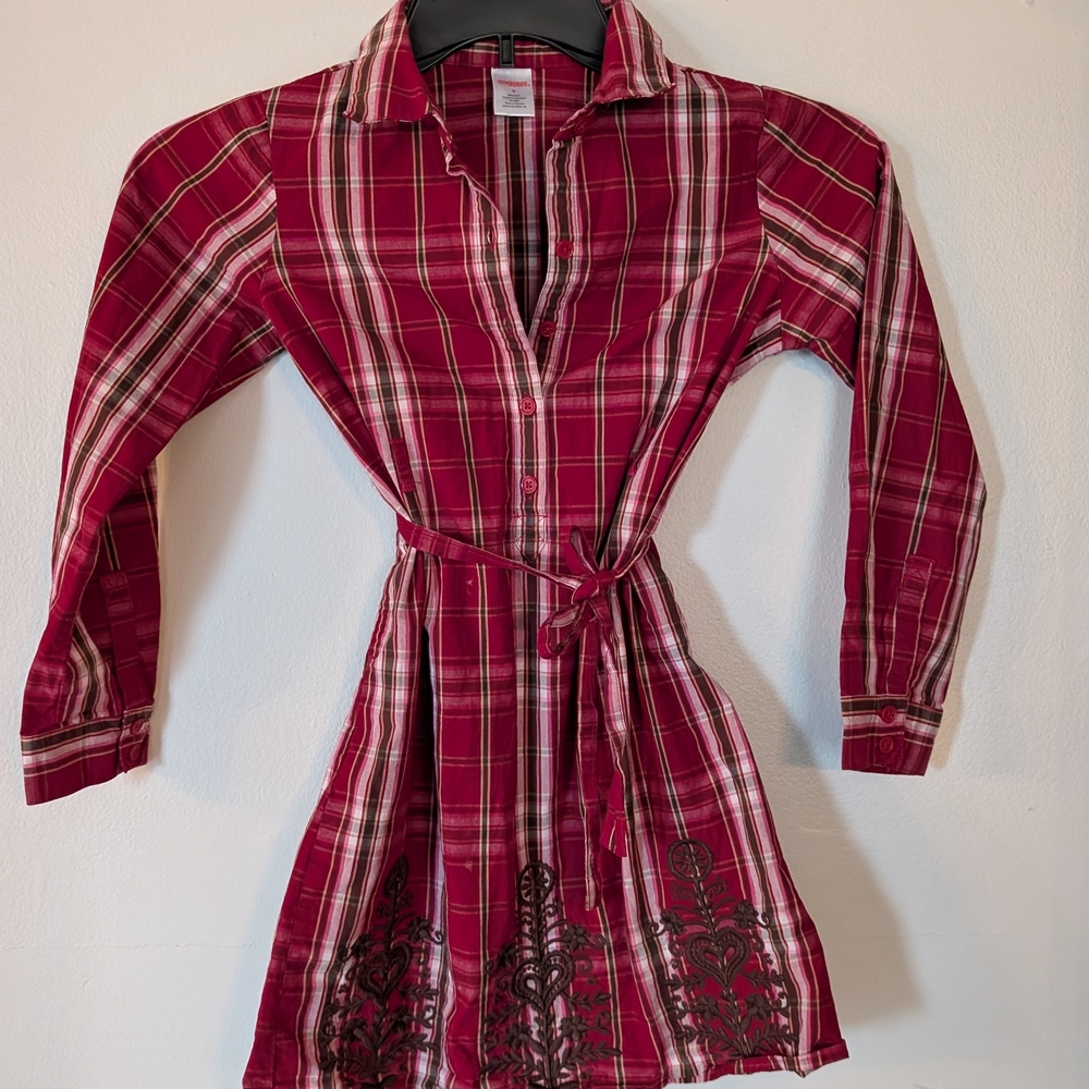 Cute Girls Embroidered Plaid Dress Gymboree